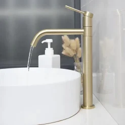 Robinet de lavabo REA Lugano slim brush gold high