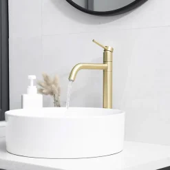 Robinet de lavabo REA Lugano slim brush gold high