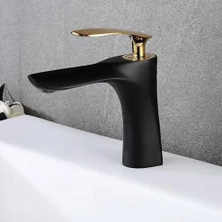 Robinet de lavabo REA Orbit black gold low