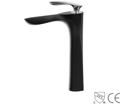 Robinet de lavabo surélevé 205 en laiton noir et chrome collection Céphise