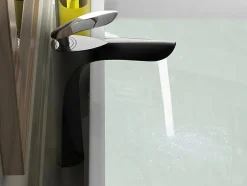 Robinet de lavabo surélevé 205 en laiton noir et chrome collection Céphise