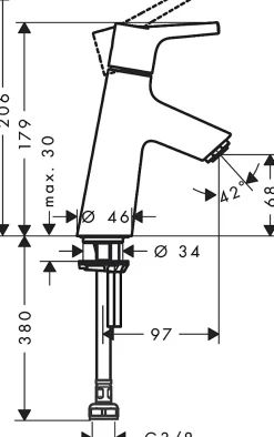 Robinet de lave-mains Hansgrohe Talis S sans tirette ni vidage finition chromée