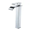 Robinet de salle de bain à bec haut cascade en laiton mitigeur de lavabo robinet de lavabo chromé design moderne