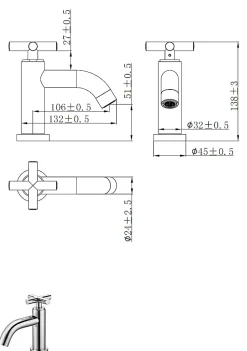 Robinet lave-mains chromé H 14.2 cm - Croce - eau froide uniquement