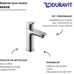 Robinet lave-mains eau froide DURAVIT Wave chromé brillant