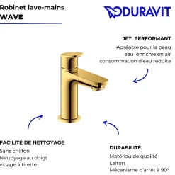 Robinet lave-mains eau froide DURAVIT Wave doré poli