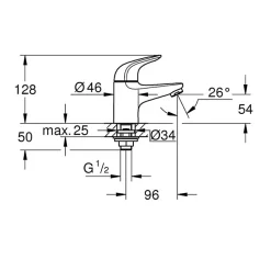 Robinet lave-mains GROHE Swift ouverture eau froide chromé