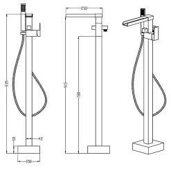 Robinet mitigeur baignoire cascade TANO sur pied