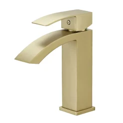 Robinet mitigeur bec cascade LERIO or brossé - Saniverre