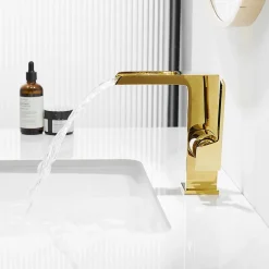 Robinet mitigeur bec cascade CEZIO chrome Or brillant - Saniverre