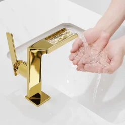 Robinet mitigeur bec cascade CEZIO chrome Or brillant - Saniverre