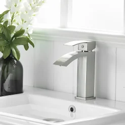 Robinet mitigeur bec cascade LERIO chrome brossé - Saniverre