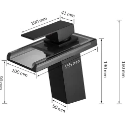 Robinet mitigeur bec cascade à LED lumineuses SOLEO chrome noir - SANIVERRE