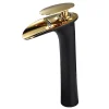 Robinet mitigeur BRIA bec cascade haut chrome noir et or - SANIVERRE