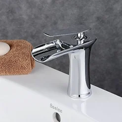 Robinet Mitigeur chromé en cascade pour lavabo