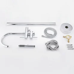 Robinet mitigeur colonne sur pied MATY chrome brillant pour baignoire îlot - Saniverre