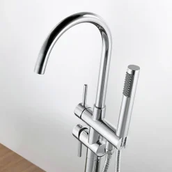 Robinet mitigeur colonne sur pied MATY chrome brillant pour baignoire îlot - Saniverre