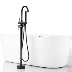 Robinet mitigeur colonne sur pied MATY chrome Noir pour baignoire îlot - Saniverre