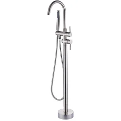 Robinet mitigeur colonne sur pied MATY chrome brossé pour baignoire îlot - Saniverre