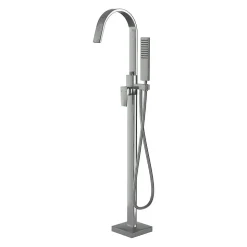 Robinet Mitigeur de baignoire design sur pieds en acier inoxydable et laiton pour salle de bain - H. 111,6cm - NT3311 2.0 - Chrome
