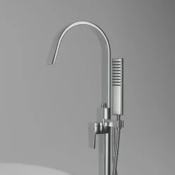 Robinet Mitigeur de baignoire design sur pieds en acier inoxydable et laiton pour salle de bain - H. 111,6cm - NT3311 2.0 - Chrome