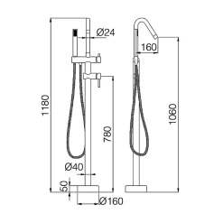 Robinet Mitigeur de Baignoire sur Pied Chrome CORCEGA BBECO1