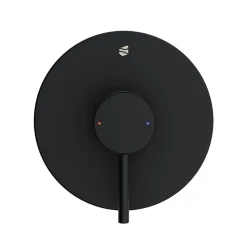 Robinet mitigeur de douche rond mural encastré Laiton Noir mat, mélangeur céramique 14,3cm - VIREO
