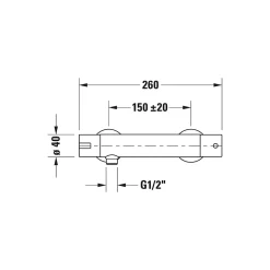 Robinet mitigeur de douche thermostatique, Chrome - 26x11,4x6cm - B.2
