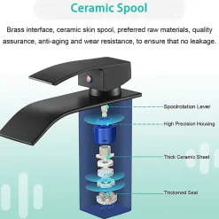 Robinet mitigeur de lavabo - Robinet de salle de bain Robinet cascade monotrou Robinet mitigeur de lavabo