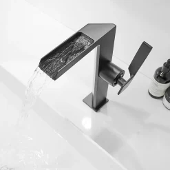 Robinet mitigeur haut CEZIO XL bec cascade chrome Noir mat - Saniverre