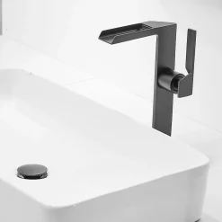 Robinet mitigeur haut CEZIO XL bec cascade chrome Noir mat - Saniverre