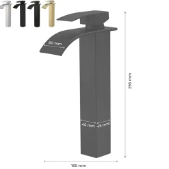 Robinet mitigeur haut TIBRE XL bec cascade noir chromé - Saniverre