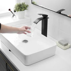Robinet mitigeur haut TIBRE XL bec cascade noir chromé - Saniverre