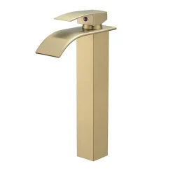 Robinet mitigeur haut TIBRE XL bec cascade or brossé - Saniverre