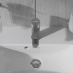 Robinet mitigeur monocommande lavabo laiton Chrome, Sans Garniture de vidage ni Tirette - Taille S 14x4x15cm - B.2