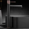 Robinet mitigeur monocommande TOUCHER à poser pour lavabo version haute (1 trou) Gris mat - Champagne Robinet à poser (sur vasque