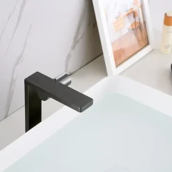 Robinet mitigeur monocommande design - corps haut - gun métal pour lavabo ou vasque NT3220G