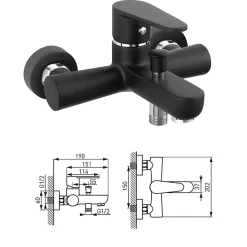 Robinet mitigeur mural de baignoire ALGEO BLACK noir - SANIVERRE