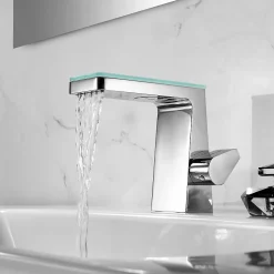 Robinet mitigeur pour lavabo ou vasque NT7320 effet cascade - noir mat, gun métal ou blanc mat Noir