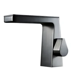 Robinet mitigeur pour lavabo ou vasque NT7320 effet cascade - noir mat, gun métal ou blanc mat Noir