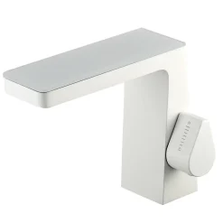 Robinet mitigeur pour lavabo ou vasque NT7320 effet cascade - noir mat, gun métal ou blanc mat Blanc