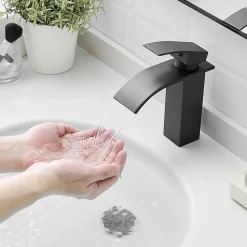 Robinet mitigeur TIBRE bec cascade extra-plat noir chromé - Saniverre