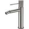 Robinet monocommande bidet en laiton finition nickel brosse avec cartouche ceramique