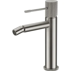 Robinet monocommande bidet en laiton finition nickel brosse avec cartouche ceramique