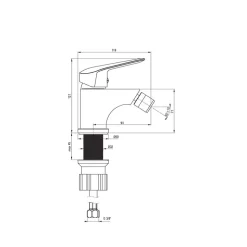 Robinet Pour Bidet En Laiton Chromé Avec Levier Monocommande - Bormio