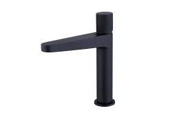 Robinet pour lavabo vasque et évier design en laiton peu bruyant et économe en eau - H. 21,5cm - Noir (mat)
