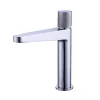 Robinet pour lavabo vasque et évier design en laiton peu bruyant et économe en eau - H. 21,5cm - Chrome