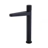 Robinet pour lavabo vasque et évier design en laiton peu bruyant et avec aérateur économie d'eau - H. 31cm - Noir mat