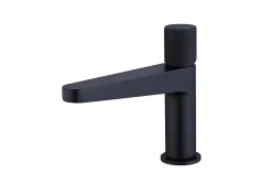 Robinet pour lavabo vasque et évier design en laiton peu bruyant et économe en eau - H. 16,3cm - Noir (mat)