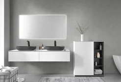 Robinet pour lavabo vasque et évier design en laiton peu bruyant et économe en eau - H. 16,3cm - Noir (mat)